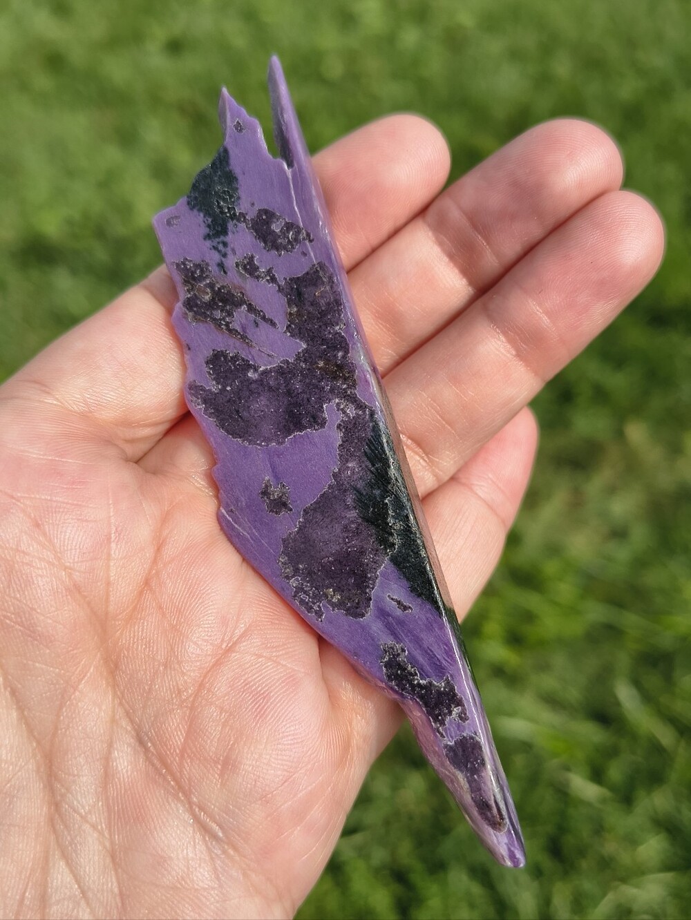 #6 Stunning Natural Chatoyant Charoite Freeform Slice